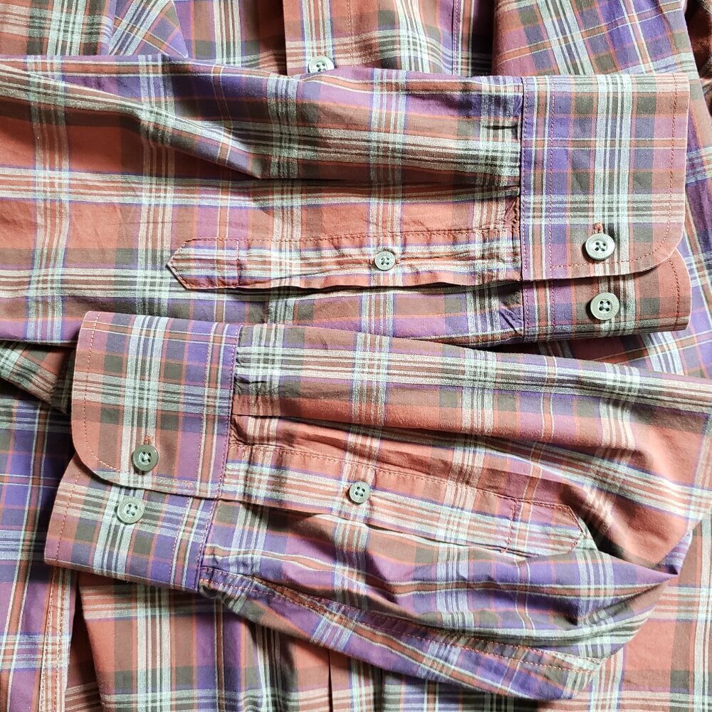 Bobby Jones - Mens Purple and Brown Plaid Cotton Shirt.  Size XL - Picture 8 of 8